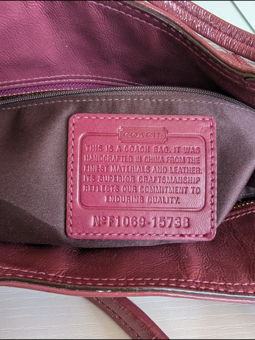 Coach Shoulder Tote in Plum with Gold Hardware